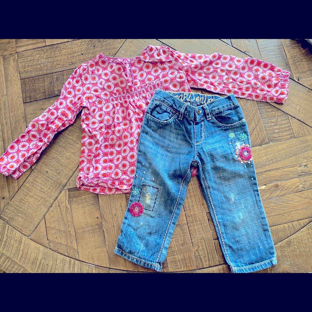 4T Girls NWOT Outfit Baby Gap jean capris shirt